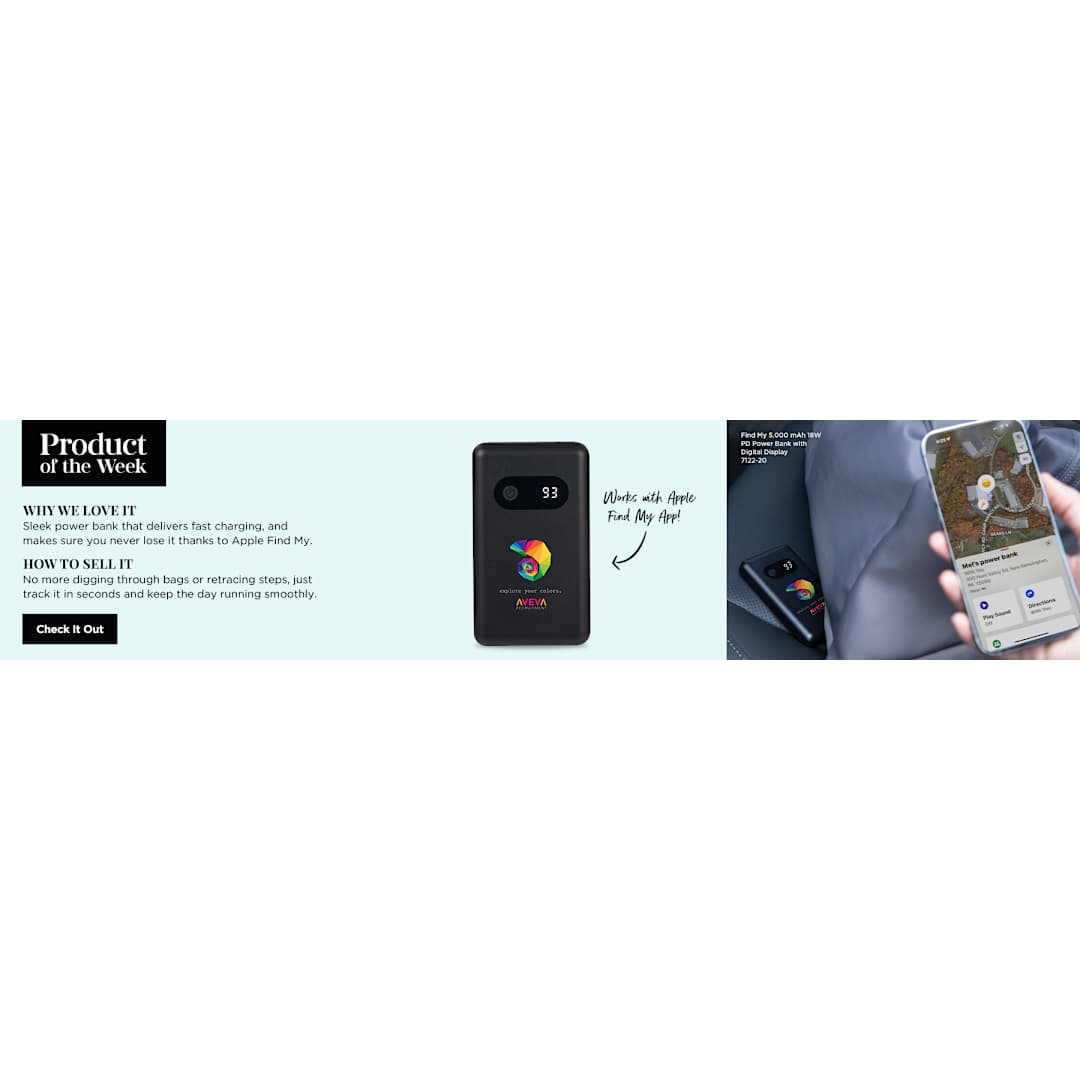 Find My 5000 mAh 18W PD Power Bank/Digital Display